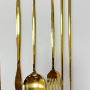 ست قاشق چنگال چاپستیک طلایی