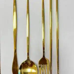 ست قاشق چنگال چاپستیک طلایی