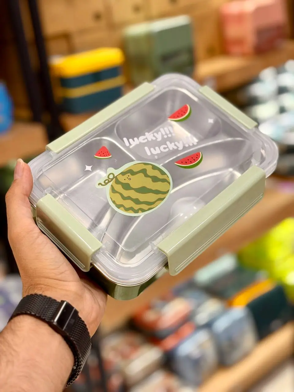 ظرف غذا استیل ۳ خانه طرح میوه