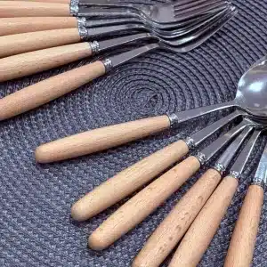 ست قاشق و چنگال دسته چوبی