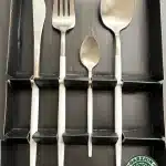 ست قاشق چنگال تمام استیل بیضی سفید نقره ای کد 3401