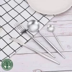 ست قاشق چنگال تمام استیل نقره‌ای کد ۳۳۹۴