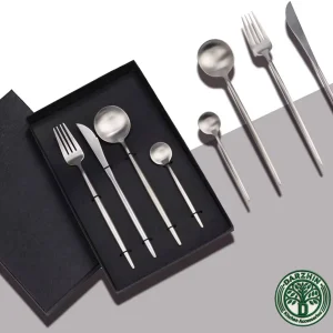 ست قاشق چنگال تمام استیل نقره‌ای کد ۳۳۹۴